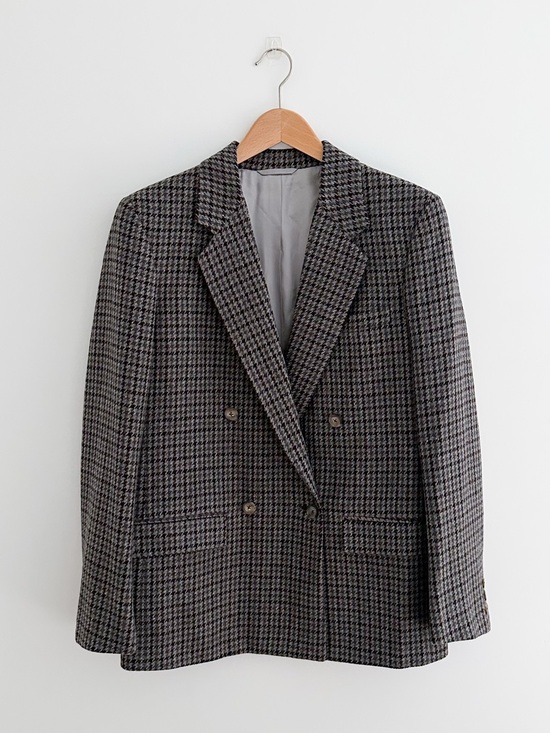 Nordstrom Jackets & Blazers - Vintage Charcoal Wool Houndstooth Blazer Size 12 Made In USA Old Money Prep